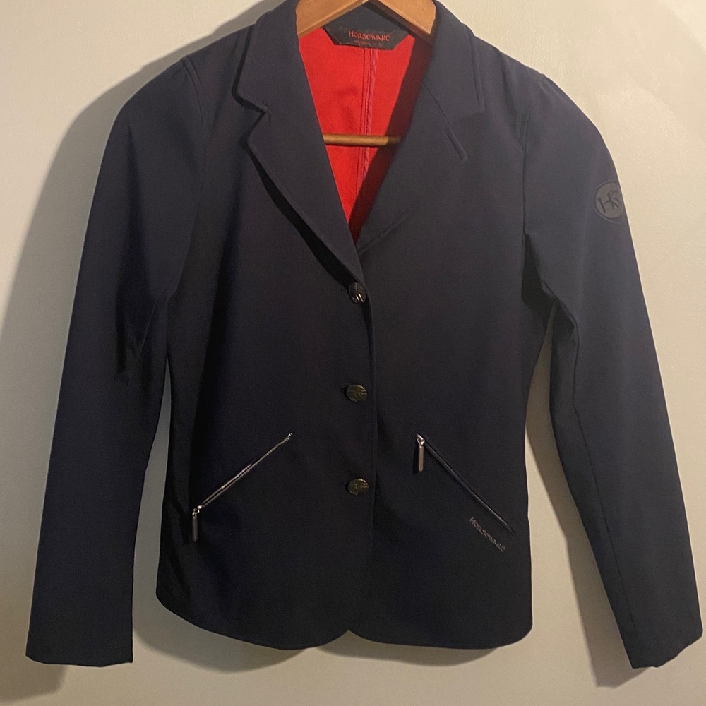 Horseware girls competition jacket navy and red